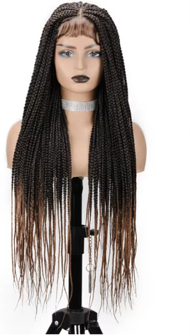 Nori 36" Full Lace Braided Wigs Synthetic Box Braids Lace Front Wigs Knotless Braided Wigs For Black Women Small Box Square Hair Wigs