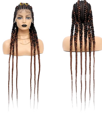 Synthetic Full Lace Cornrow Box Braided Wig 36" Lace Front Wigs Jumbo Braids Wig For Black Africa Women Braids Wig Braiding Wigs