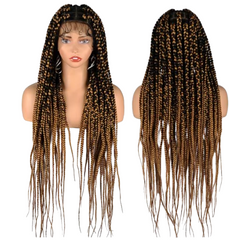 Knotless Large Box Braided Wigs Synthetic Full Lace Front Braided Wigs For Black Women 36 Inch Jumbo Braids Cornrows Wigs Onsale