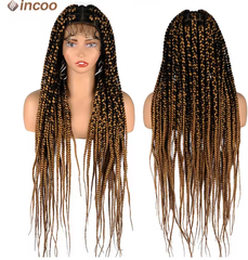 Knotless Large Box Braided Wigs Synthetic Full Lace Front Braided Wigs For Black Women 36 Inch Jumbo Braids Cornrows Wigs Onsale
