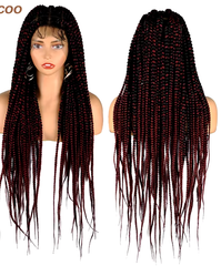 Knotless Large Box Braided Wigs Synthetic Full Lace Front Braided Wigs For Black Women 36 Inch Jumbo Braids Cornrows Wigs Onsale