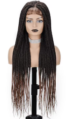 Nori 36" Full Lace Braided Wigs Synthetic Box Braids Lace Front Wigs Knotless Braided Wigs For Black Women Small Box Square Hair Wigs