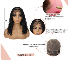 Sani 12" Short Bob Braided Wigs Blonde Color Synthetic Full Lace Wig Goddess Boho Box Braids Wigs Black Burgundy Knotless Curly Hair