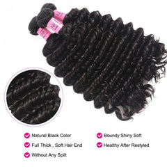 Roma Hair 3 Bundles Deep Wave Hair Weft With 13x4 Lace Frontal