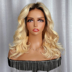 Vera 613 Blonde Loose Wave Bob Wig With Dark Roots 13x4 Lace Front