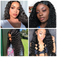 Bibi Hair 4 Bundles Human Deep Wave With Lace Frontal