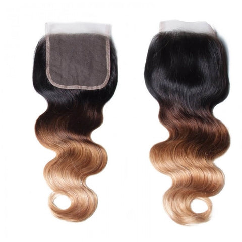 Emi Hair Icenu Series Hair T1B/4/27 Ombre 4 Bundles Body Wave With Free Part Closure Virgin Human Hair Weave