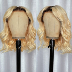 Vera 613 Blonde Loose Wave Bob Wig With Dark Roots 13x4 Lace Front