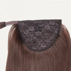 Lin Dark Brown Clip In Ponytail Straight Human Hair Extension