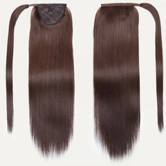 Lin Dark Brown Clip In Ponytail Straight Human Hair Extension