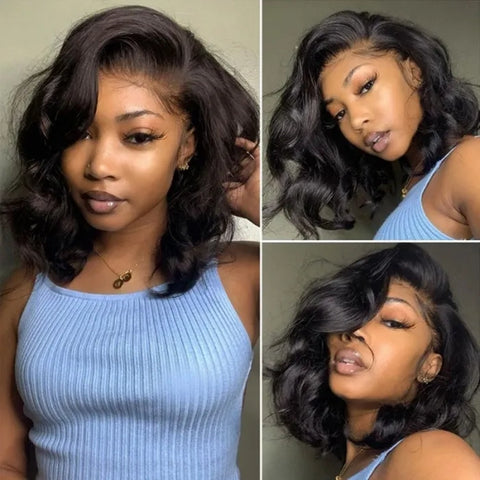 Lumierre Wave Bob Wig Human Hair Transparent Lace Front Wig