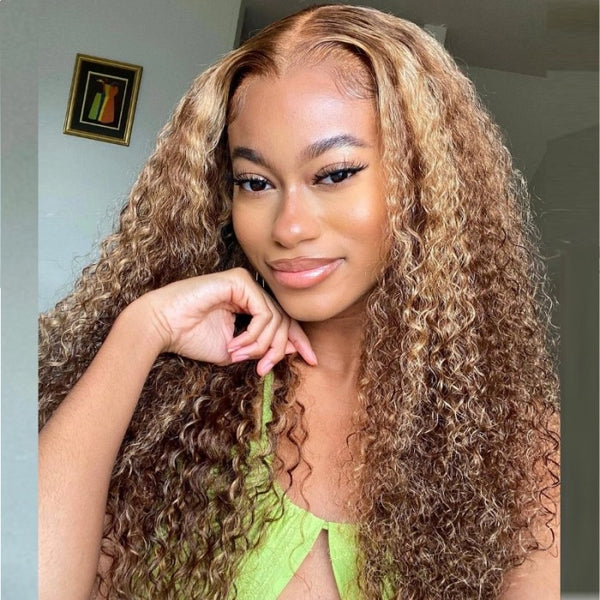 Isy Honey Blonde Beginner Friendly Lace Wigs Jerry Curly Hair