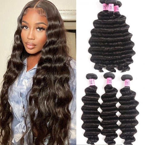 Amara Hair Loose Deep Wave Human Hair 3 Bundles