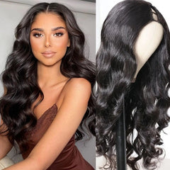 Ann 250% High Density Body Wave U Part Human Hair Sew In Wig