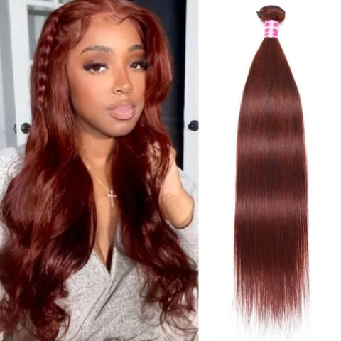 Rally Reddish Brown Straight 1Pc 100% Remy Human Hair Bundle