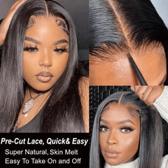 Bliss 5x5 Pre Cut Clear HD Lace Wear Go Glueless Straight Black Hair Wig