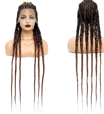 Synthetic Full Lace Cornrow Box Braided Wig 36" Lace Front Wigs Jumbo Braids Wig For Black Africa Women Braids Wig Braiding Wigs