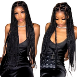 Knotless Large Box Braided Wigs Synthetic Full Lace Front Braided Wigs For Black Women 36 Inch Jumbo Braids Cornrows Wigs Onsale