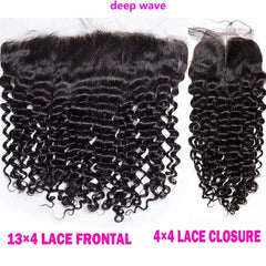 Jos 13x4 Frontal Lace Water Wave Closure 4x4 Lace Closures Only Natural Color Remy Hair 8-22inch