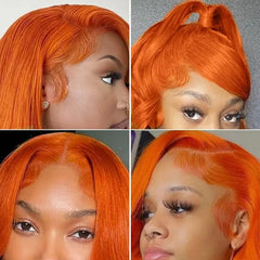 Nina #350 Ginger Orange Color 13x4 4x4 5x5 Lace Closure Frontal Human Hair HD Transparent Lace Frontal Pre Plucked Hairline