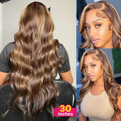 Body Wave Highlight Wig Human Hair 13x4 Hd Lace Frontal Wigs Cheap Brazilian Colored Glueless Wigs Human Hair Ready To Wear