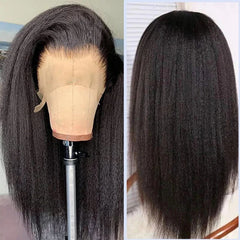 Temi 13x4 Transparent Kinky Straight Lace Front Wigs Yaki Straight Human Hair Wigs Glueless Frontal Wigs For Black Women Pre Plucked