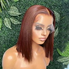 Bume 13x4 Lace Front Human Hair Wig Transparent Lace Frontal Wigs For Black Women Short Bob Wig Glueless Remy Straight Natural Wig