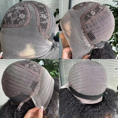 Idali Hair Side Part Afro Curly Glueless Minimalist Lace Wig 100% Human Hair Natural Black Color Bob Wig Human Hair