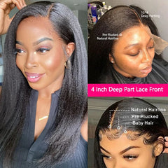 Temi 13x4 Transparent Kinky Straight Lace Front Wigs Yaki Straight Human Hair Wigs Glueless Frontal Wigs For Black Women Pre Plucked