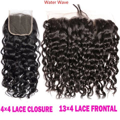 Jos 13x4 Frontal Lace Water Wave Closure 4x4 Lace Closures Only Natural Color Remy Hair 8-22inch