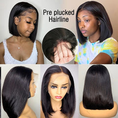 Sassy Glueless Wigs 13x4 Short Bob Wigs Straight Lace Front Human Hair Wigs for Women Brazilian HD Transparent Lace Frontal Wigs