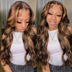 Body Wave Highlight Wig Human Hair 13x4 Hd Lace Frontal Wigs Cheap Brazilian Colored Glueless Wigs Human Hair Ready To Wear