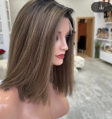 Short Bob Highlight Blonde Wig | Glueless 5x5 Silk Base HD Lace | European Human Hair