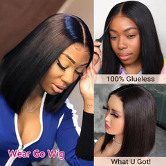 Sassy Glueless Wigs 13x4 Short Bob Wigs Straight Lace Front Human Hair Wigs for Women Brazilian HD Transparent Lace Frontal Wigs