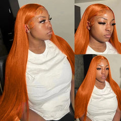 Nina #350 Ginger Orange Color 13x4 4x4 5x5 Lace Closure Frontal Human Hair HD Transparent Lace Frontal Pre Plucked Hairline