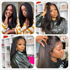 Temi 13x4 Transparent Kinky Straight Lace Front Wigs Yaki Straight Human Hair Wigs Glueless Frontal Wigs For Black Women Pre Plucked